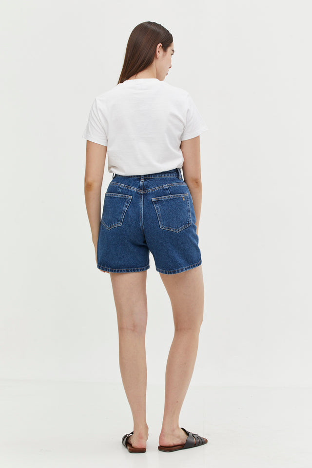 Short Denim Washed Indigo