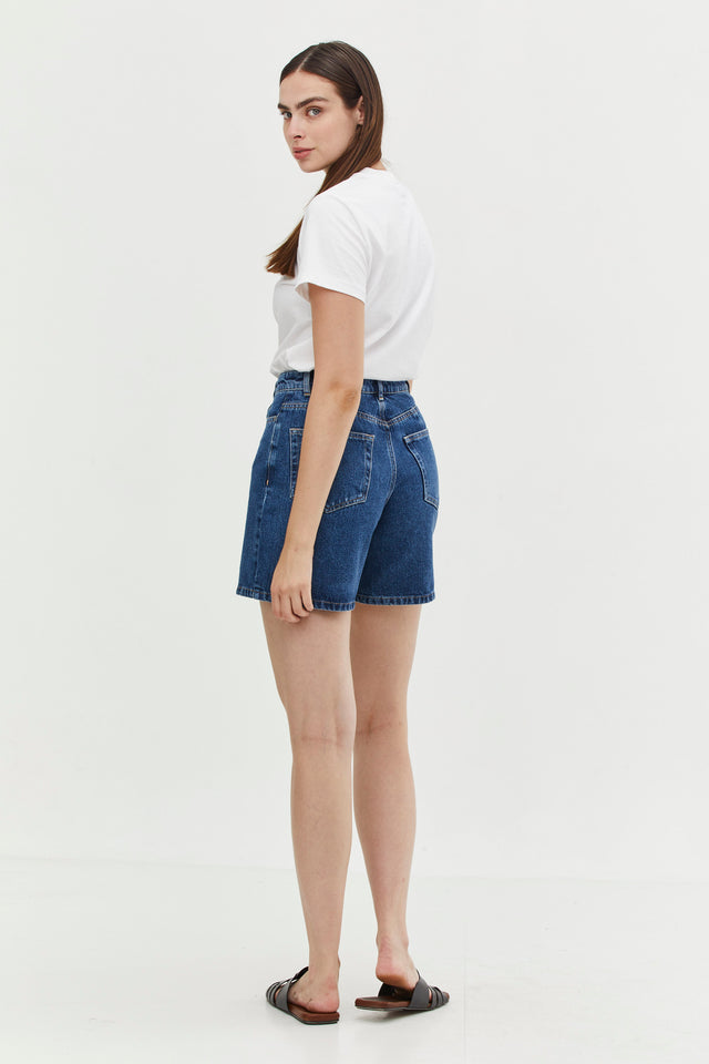 Short Denim Washed Indigo