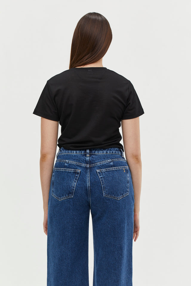 Wide Leg Denim Washed Indigo