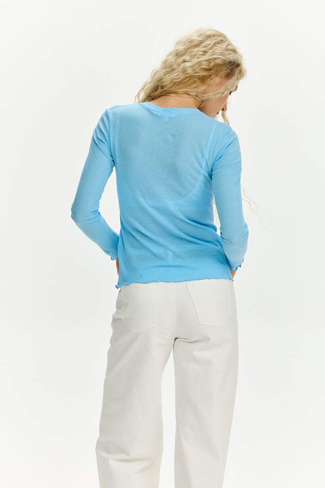 Fleur Long Sleeve T Sky Blue