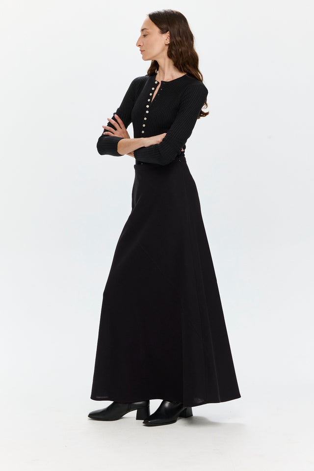 Bias Knit Skirt Black