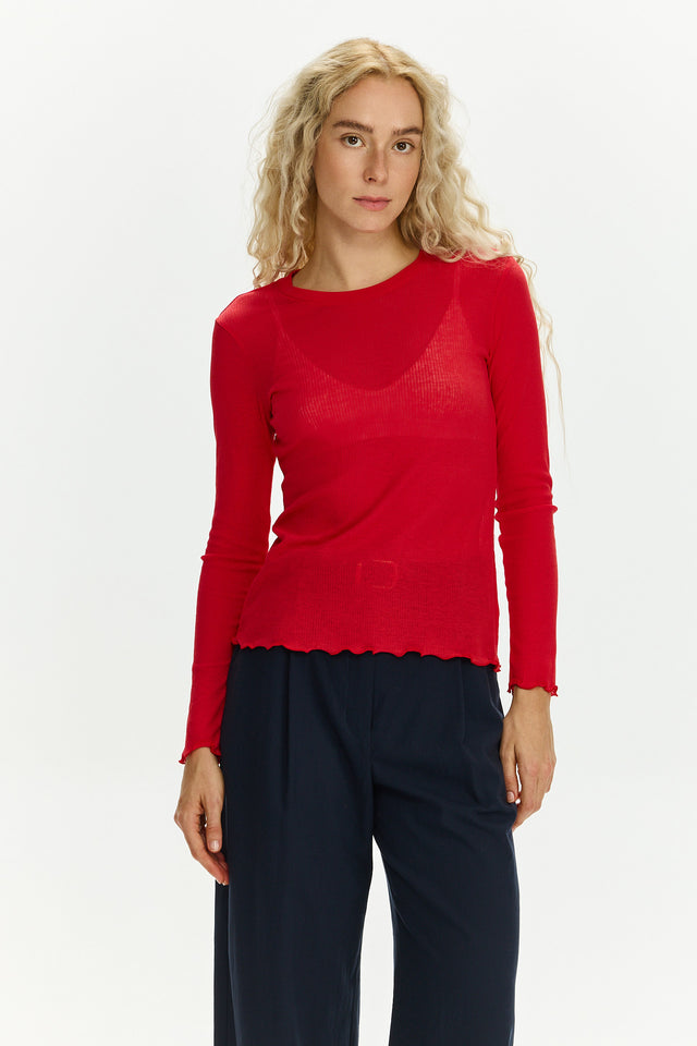 Fleur Long Sleeve T Red