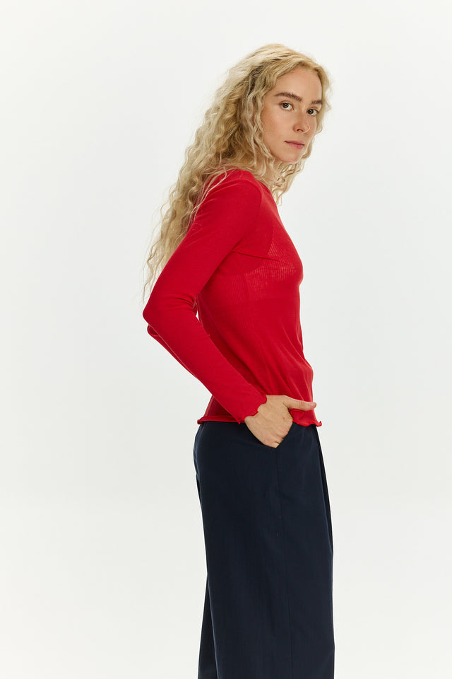 Fleur Long Sleeve T Red