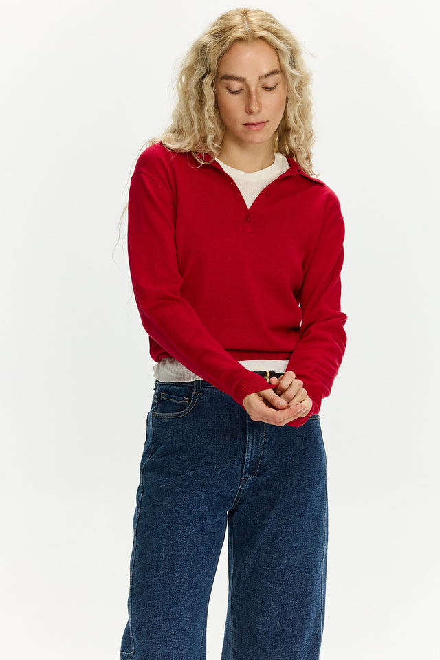 Long Sleeve Polo Red