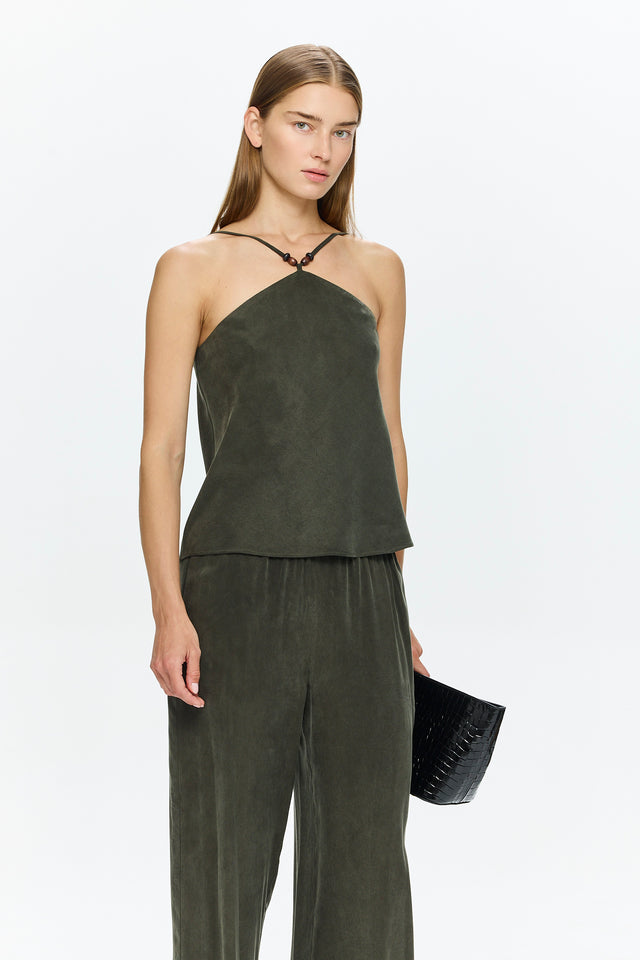 Abby Cupro Top Olive
