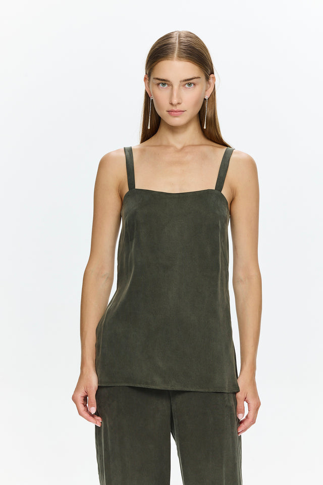 Margot Cupro Top Olive