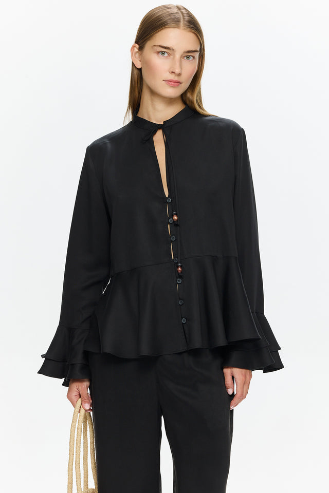 Pre-order: Charlotte Blouse Tencel Black