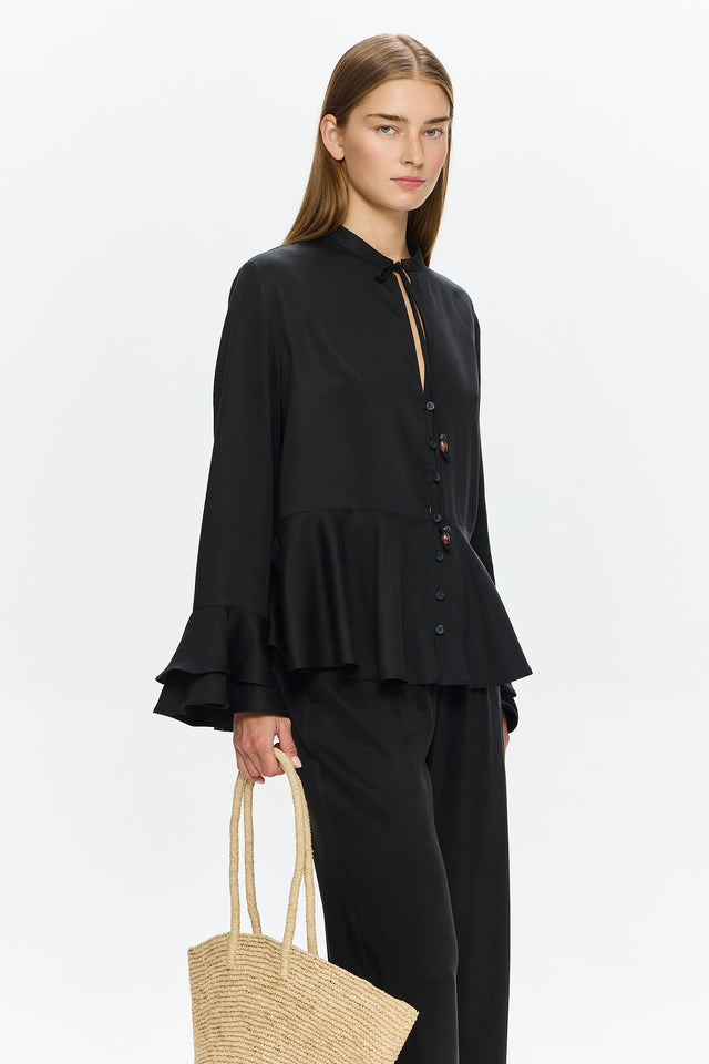 Pre-order: Charlotte Blouse Tencel Black