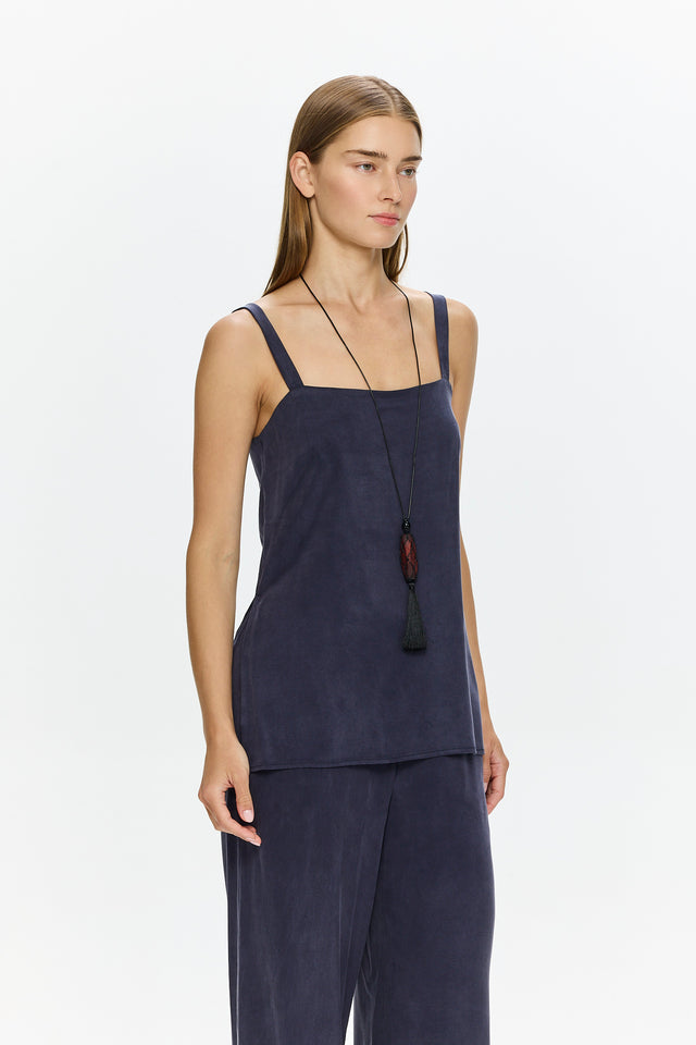 Margot Cupro Top Navy