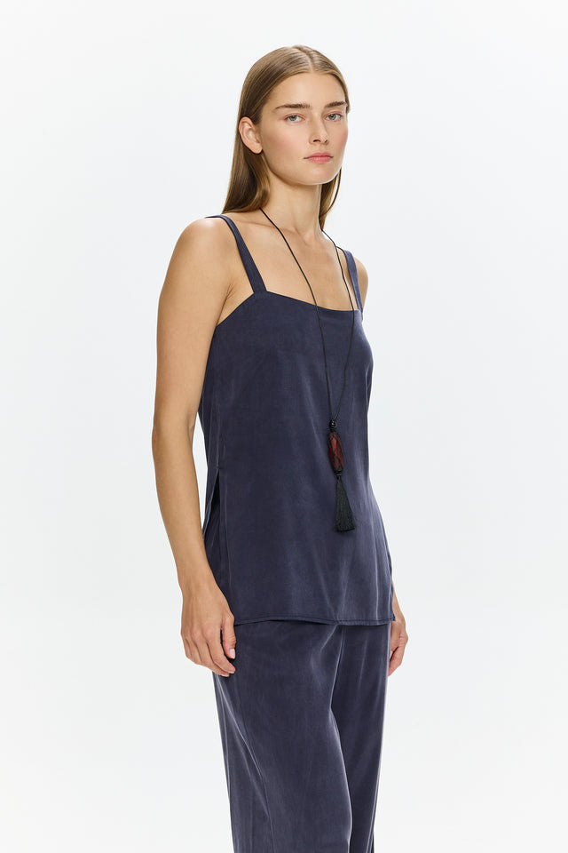 Margot Cupro Top Navy