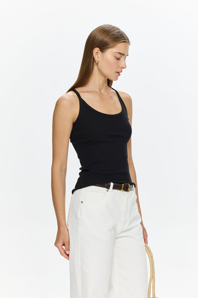 Pre-order: Lin Scop-neck Top Black