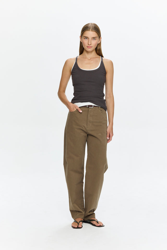Barrel Leg Pants Olive