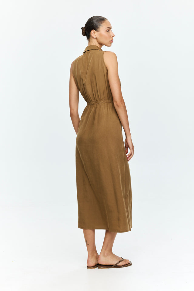 Sean Tie Dress Camel