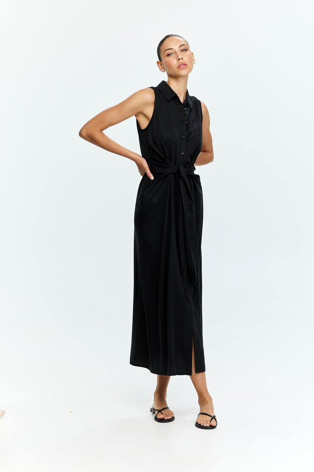 Sean Tie Dress Black