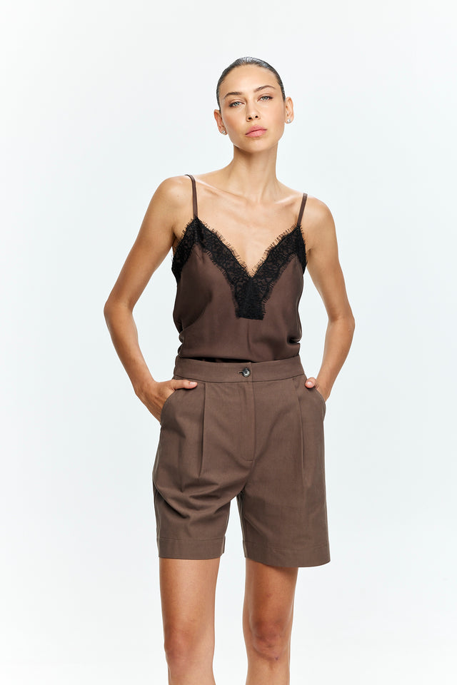 Celine Lace Top Dusty Brown