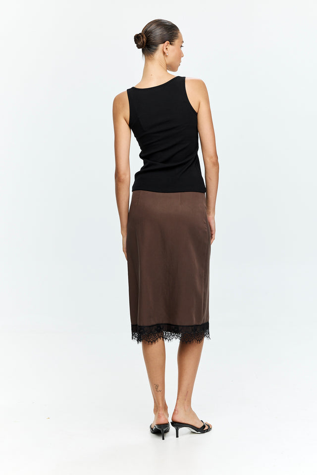 Celine Lace Skirt Dusty Brown