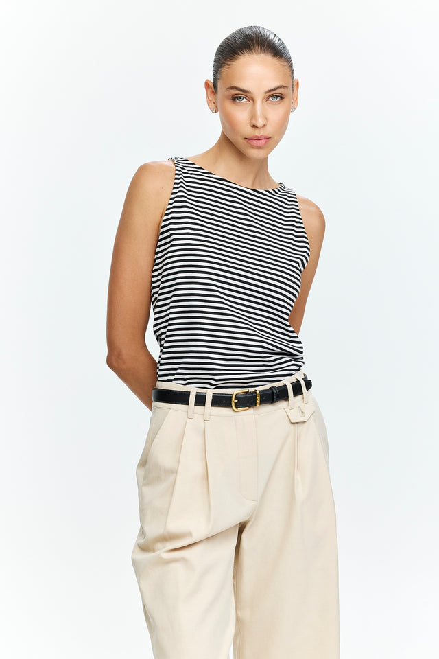 Boat neck Stripes Black