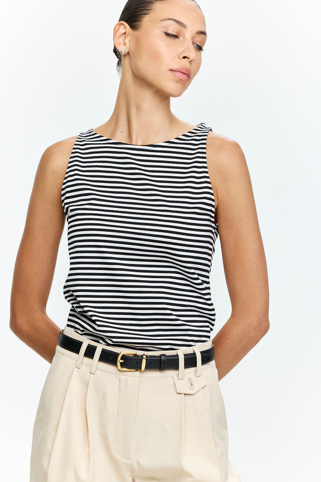 Boat neck Stripes Black