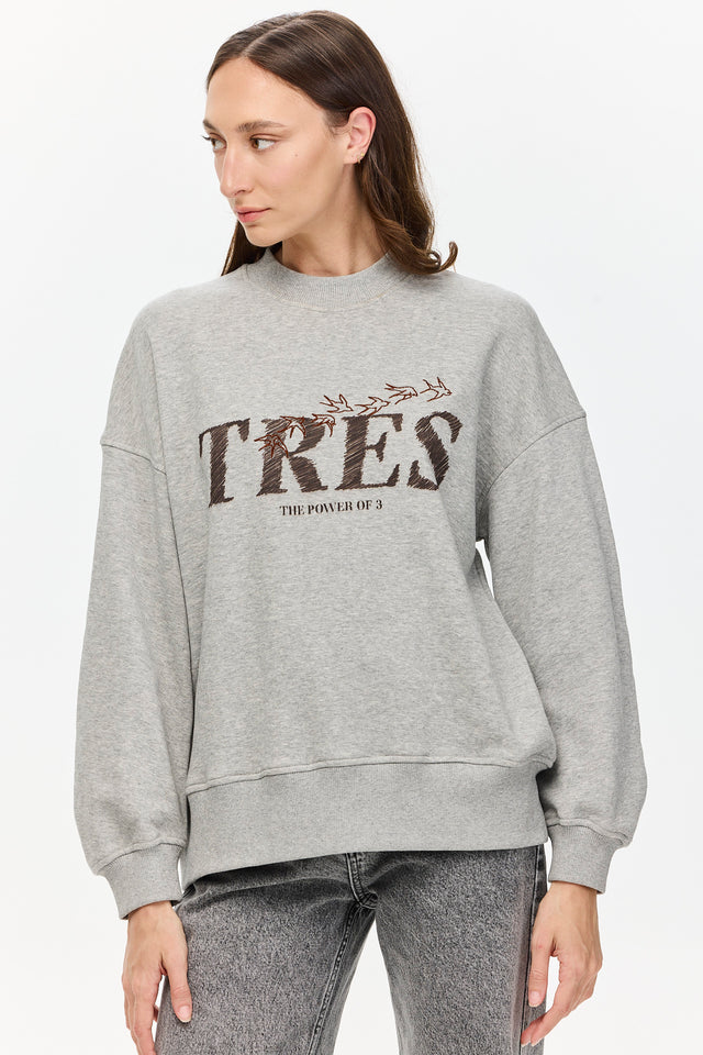 Birds Sweatshirt Grey Melange