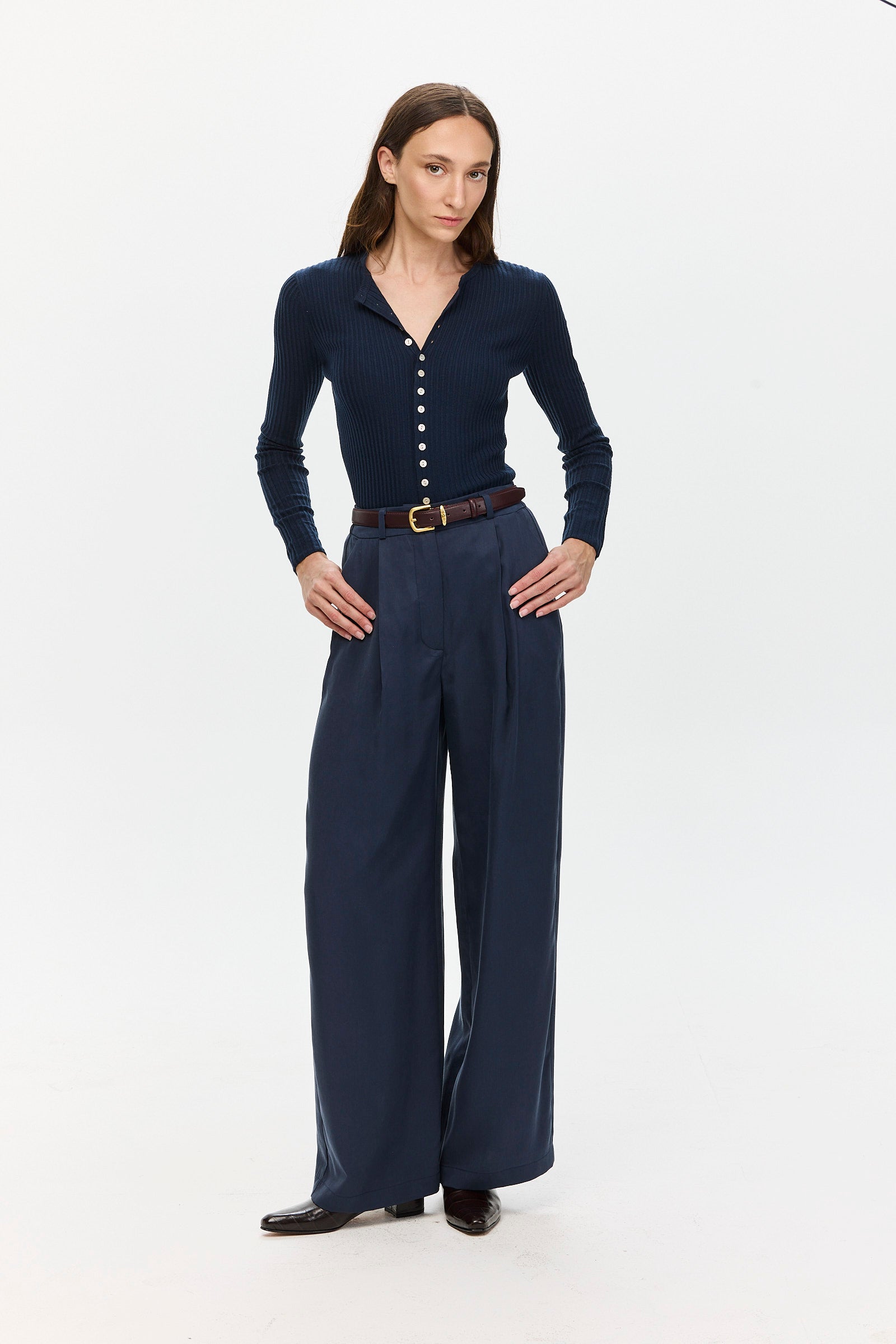 Oliver Tencel Pants Navy – TRES