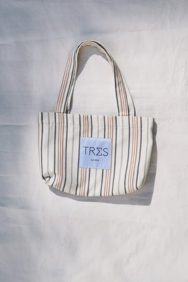 TRES Cream Stripes Bag - L