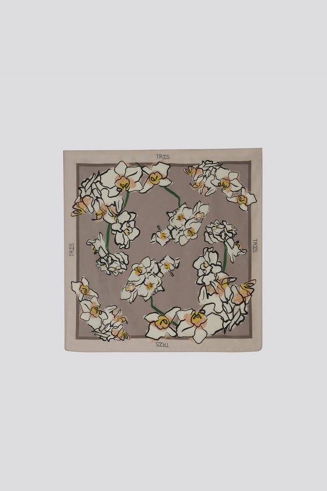 Beige Orchid Flowers Scarf