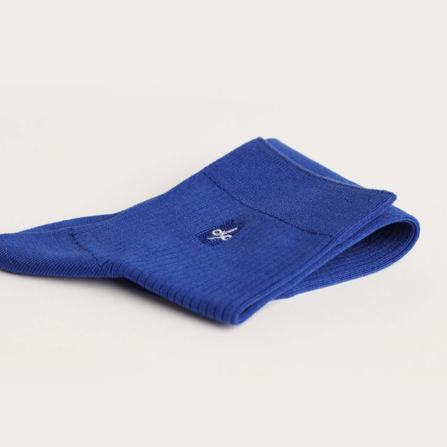 Ankle Ribbed Fine Socks - Blue Royal