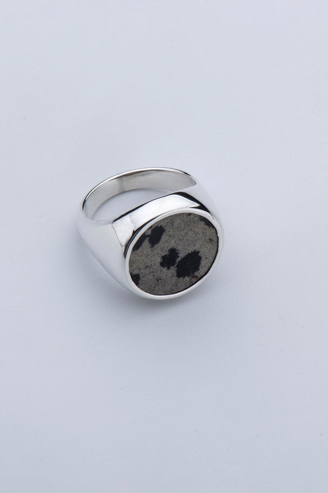 Dalmatian Jasper Pinky Ring