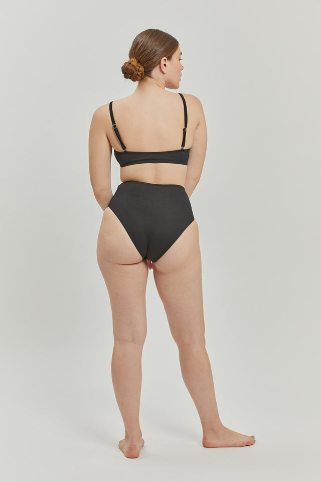 Black Ribbed Jasmin Bikini Top