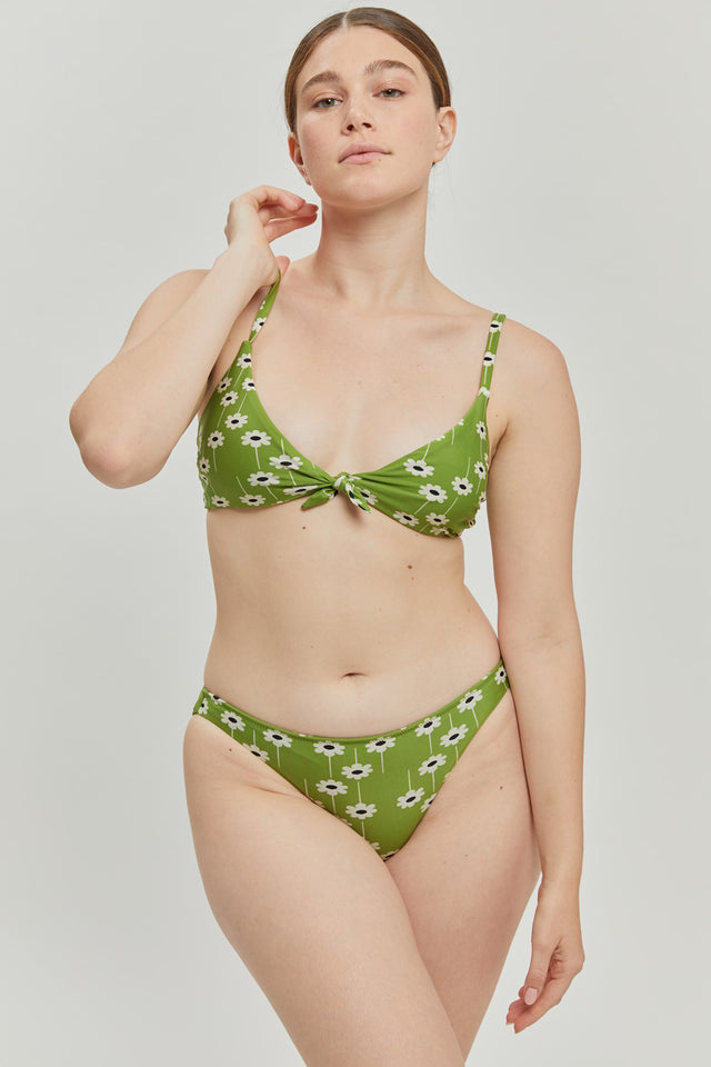 Green print Olive Bikini bottom